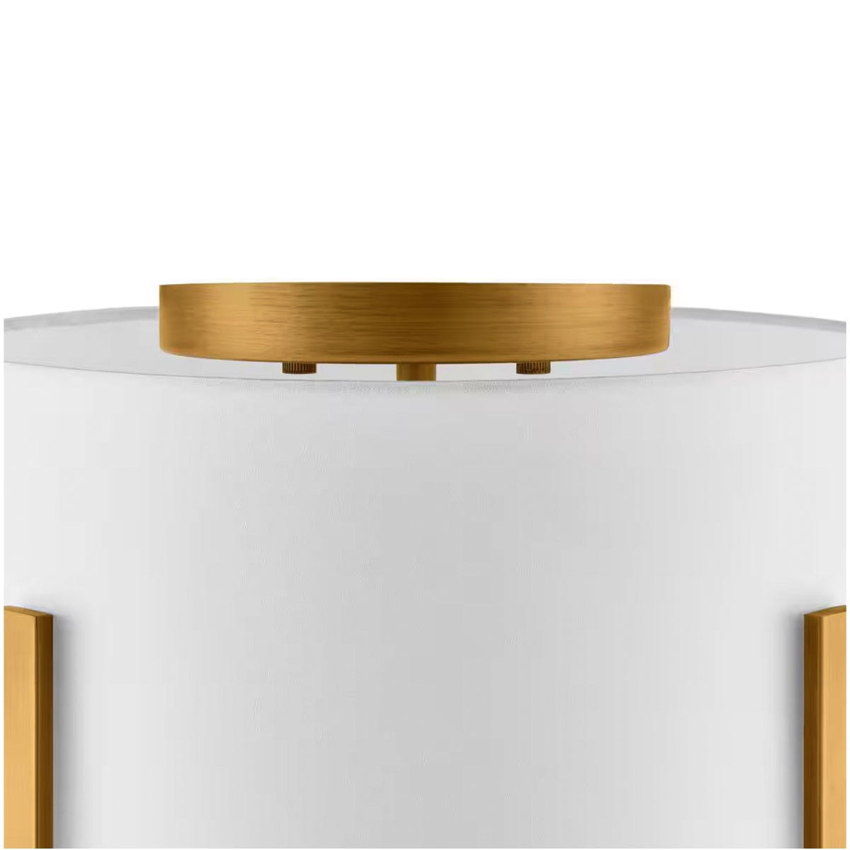 Ceybo — 4 Light Aged Brass Semi Flush Mount with White Drum Shade