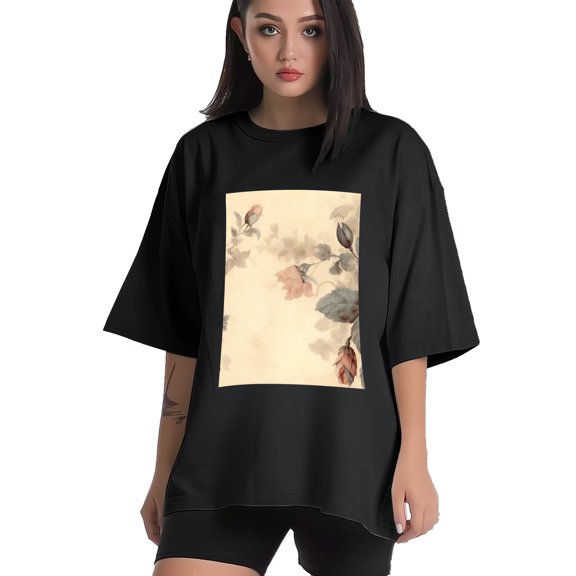 Plus Size Shirt for Women Black Tops for Women Short Sleeves Shirt for Women Flower T Shirt Crewneck Shirt for Women XS