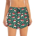 thumbnail image 2 of Susaid Santa Hat Joy Green Festive Print Women's High Waisted Running Shorts Quick Dry Athletic Gym Track Workout Shorts Zip Pocket-Medium, 2 of 7