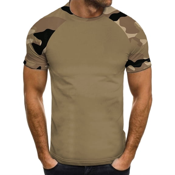 Mens Print T Shirt Camo Graphic Short Sleeve Crewneck Tee Military Style Outdoor Casual Summer Top Soft Lightweight Shirt L