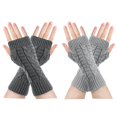 thumbnail image 3 of Holzlrgus 2 Pairs Womens Fingerless Gloves Winter Warm Knit Crochet Thumbhole Arm Warmers, 3 of 6
