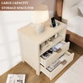 thumbnail image 3 of Satifur Modern Fluted Nightstand with Charging Station & 2 Storage Drawer for Bedroom,Light Oak Grain, 3 of 6