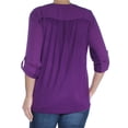 thumbnail image 2 of INC Womens Purple Zippered Long Sleeve V Neck Top  Size: L, 2 of 2