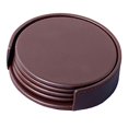 thumbnail image 2 of Chocolate Brownleatherette 4 Coaster Set With Holder, 2 of 9