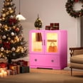 thumbnail image 4 of Heynemo 27'' Tall Display Cabinet with Acrylic Doors and LED Lights, Pink, 4 of 10