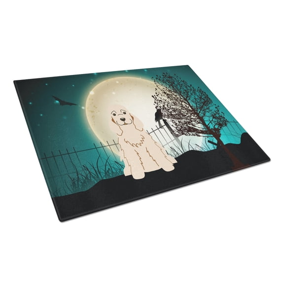 Carolines Treasures BB2284LCB Halloween Scary Cocker Spaniel Buff Glass Cutting Board, Large