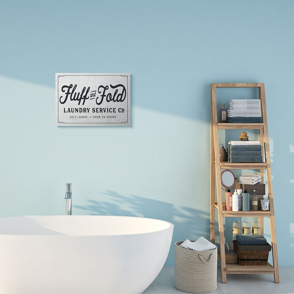 Stupell Industries Fluff and Fold Laundry Room Vintage Country Sign Canvas Wall Art Design by Lettered and Lined, 16" x 20"