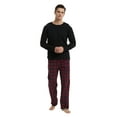 thumbnail image 3 of GLOBAL S S Conjunto de Pijama de Pantalón de Franela y Playera de Manga Larga para Hombre 100% Algodón a Cuadros Burdeo, 3 of 6