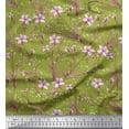 thumbnail image 1 of Soimoi Modal Satin Fabric Leaves & Azalea Floral Decor Fabric Printed Yard 42 Inch Wide, 1 of 3