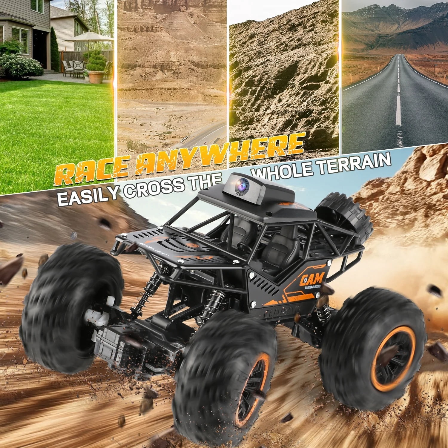 Freecat RC Car, Toys for Boy 8 to 11 Years, 1:18 Remote Control Monster Truck with 1080P HD Camera, 4WD 2.4Ghz Alloy RC Monster Truck Toys for Kids Boys Teens Adults Christmas Birthday Gifts.