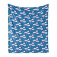 thumbnail image 1 of Floral Soft Flannel Fleece Throw Blanket, Continuous Pattern of Abstract Design Water Lily Flowers, Cozy Plush for Indoor and Outdoor Use, 60" x 80", Violet Blue Sea Blue, by Ambesonne, 1 of 5