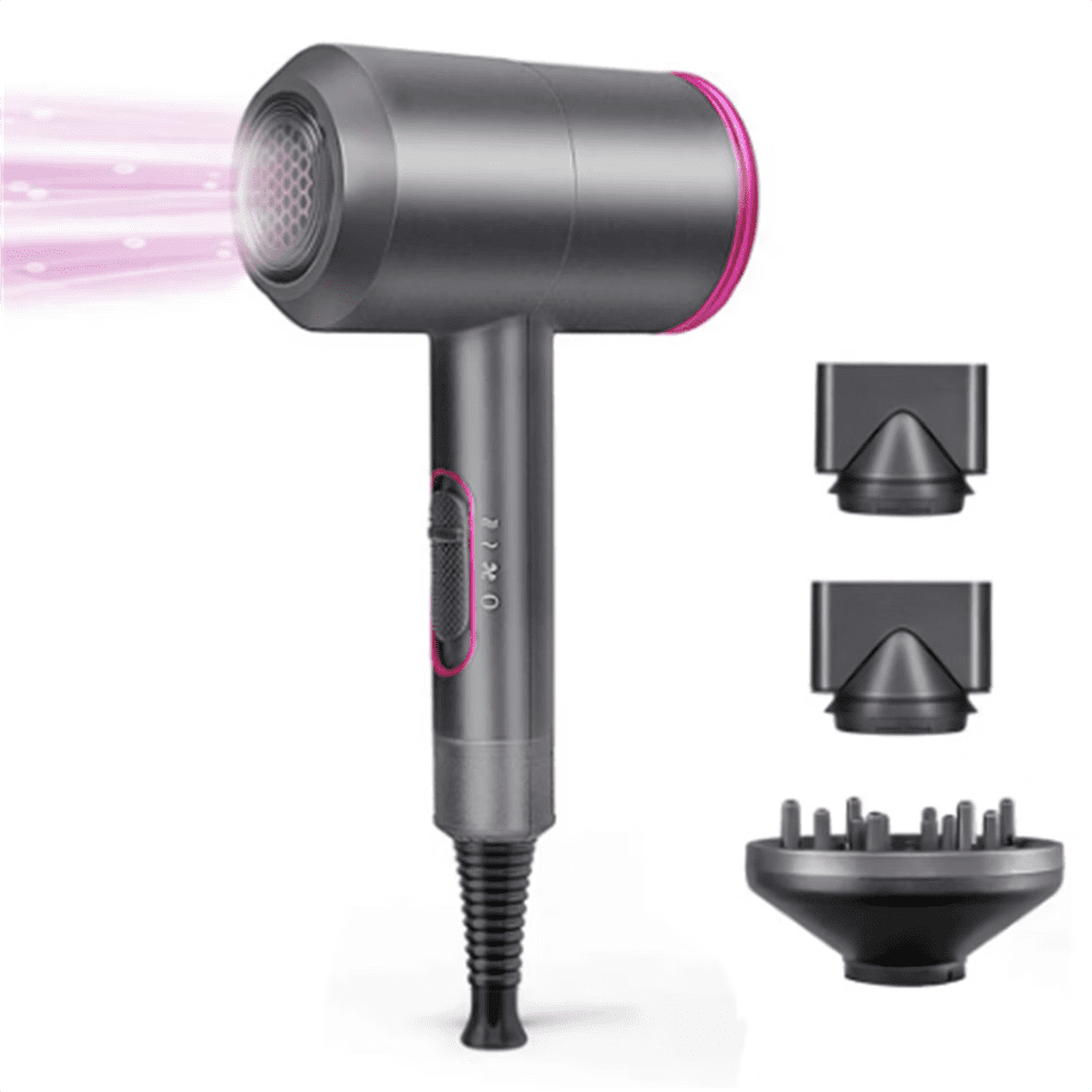 ZOUYUE Hair Dryer with Diffuser, 1800W Ionic Blow Dryer, Professional Portable Hair Dryers & Accessories for Women Curly Hair, Grey