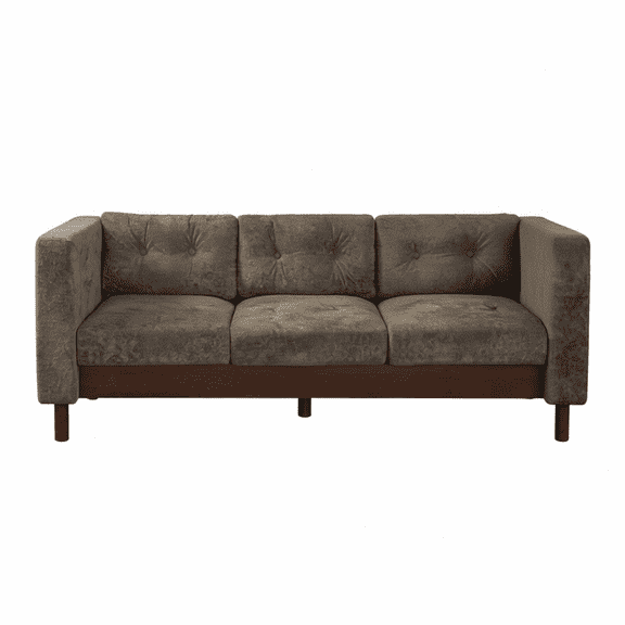 78 inch 3 Seater Sofa with Tufted Back and Square Arms, Chenille Upholstered Couch with Walnut Wood Legs for Living Room
