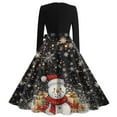 thumbnail image 4 of Women's Casual Fashion Print Long Sleeve V Neck Dress with Merry Christmas AI Design, Retro Party Casual Dress for Fall and Winter, Festive and Comfortable Wear,Dark Gray,L, 4 of 4