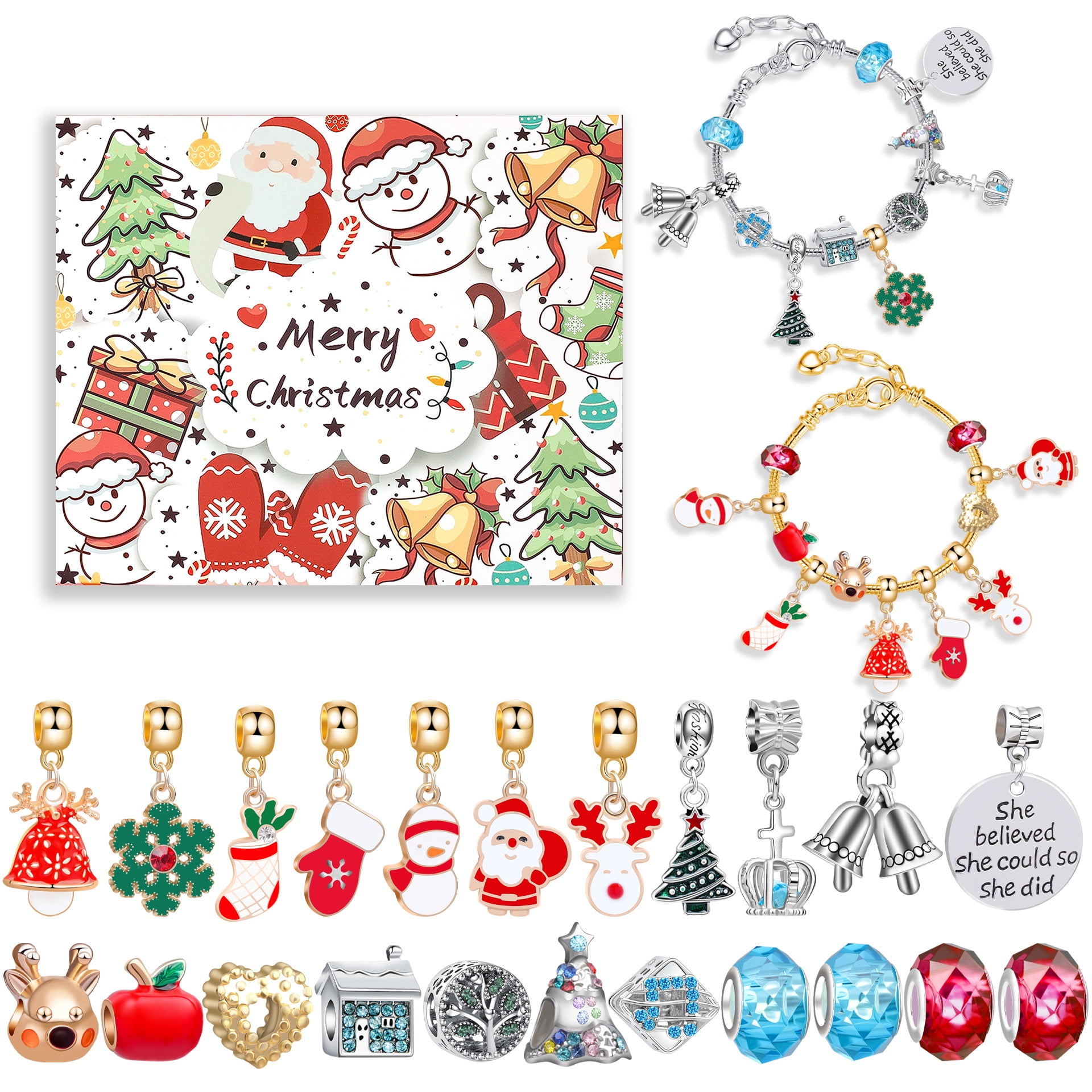 Girls Advent Calendar 2022 Charm Bracelet Making Kit for Kids Christmas Countdown Calendars