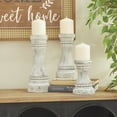thumbnail image 3 of DecMode 3 Candle Gray Wood Candle Holder, Set of 3, 3 of 9