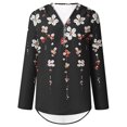 thumbnail image 4 of Pompotops Chemises à Manches Longues Imprimées d'Été pour Femmes Tunique Décontractée à Fermeture Éclair Blouse Roulable Col en V en Solde, 4 of 5