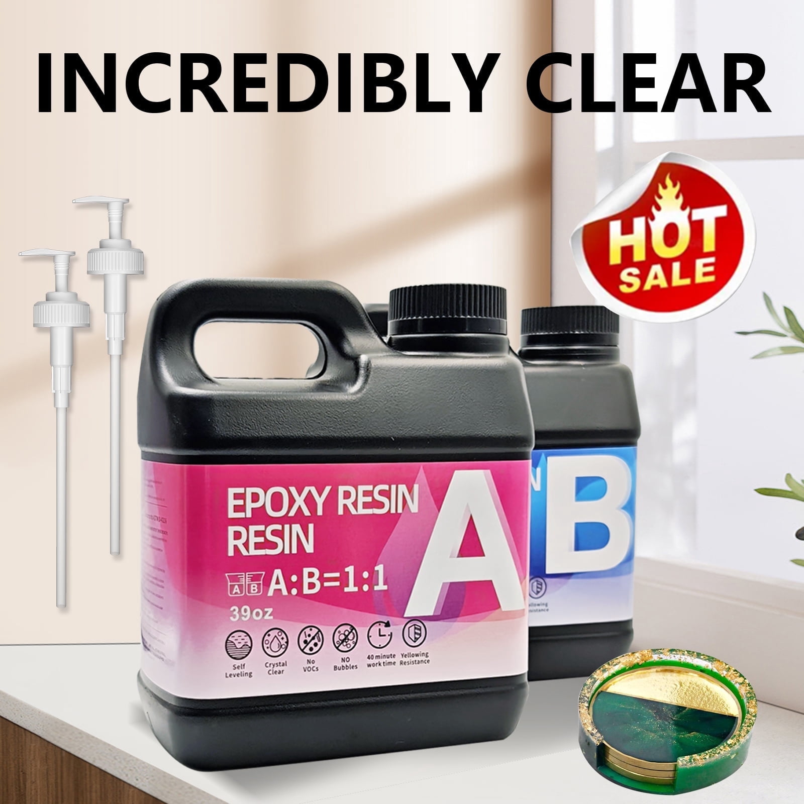 Epoxy Resin Kit 78OZ，Newly Formulated Crystal Clear Epoxy Resin, Strong, Bubble-Free, Anti-Yellowing Art Resin That, Suitable for Casting, DIY, Molds, Jewelry, Easy to Mix 1:1 Ratio