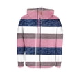 thumbnail image 6 of Womens Plaid Jackets Hooded Full Zip Drawstring Cardigan Loose Stylish Casual Ribbed Hoodie Outwear With Pockets (XXL, Gray), 6 of 7