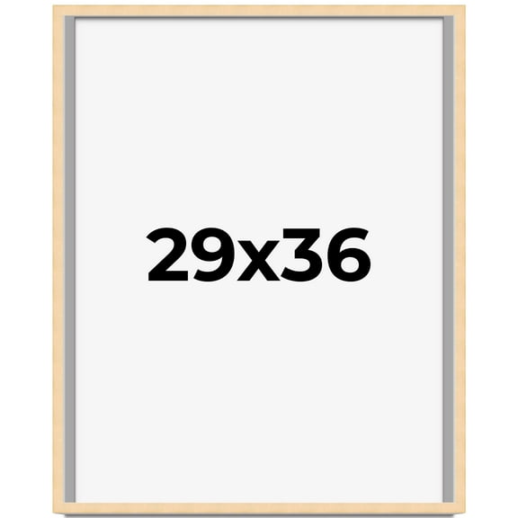 29x36 Frame Natural Wood Picture Frame | 0.75 Inch Moulding Width | with UV Acrylic Plexiglass,