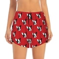 thumbnail image 2 of Rateoe Bulldog Red Printed 2 in 1 Women's Workout Shorts for Athletic Gym Running Shorts with Phone Pockets-Medium, 2 of 7