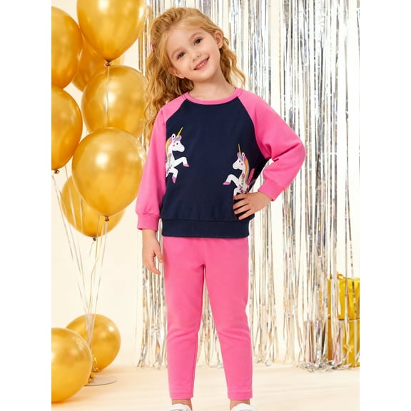 HILEELANG Toddler Girl Fall Outfits Clothing Pants Set(Age:2-7Y) Offwhite Fairy Sweatshirt Cotton Strench Leggings Playwear Sets 2pc 4T