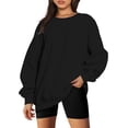 thumbnail image 2 of ORUYROP Chandails en Molleton Surdimensionnés pour Femmes Manches Longues Col Rond Chandail Décontracté Ample Couleur Unie Polaire Tops Pulls, 2 of 7