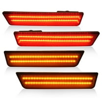KOJEM 4PCS LED Side Marker Lights,Fit for 2008-2014 Dodge Charger Challenger, Rear Red & Front Yellow, Rear Bumper Marker Sequential Red Reflector
