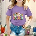 thumbnail image 2 of PMVFHDE Hauts Mignons pour Filles, T-shirt Graphique pour Filles, T-Shirts d'Été pour Filles, T-Shirts Originaux pour Filles, T-Shirts Graphiques Mignons de Pâques pour Enfants, Col Rond, Manches Courtes, T-shirt Décontracté d'Été Violet, 1-2 Ans, 2 of 4