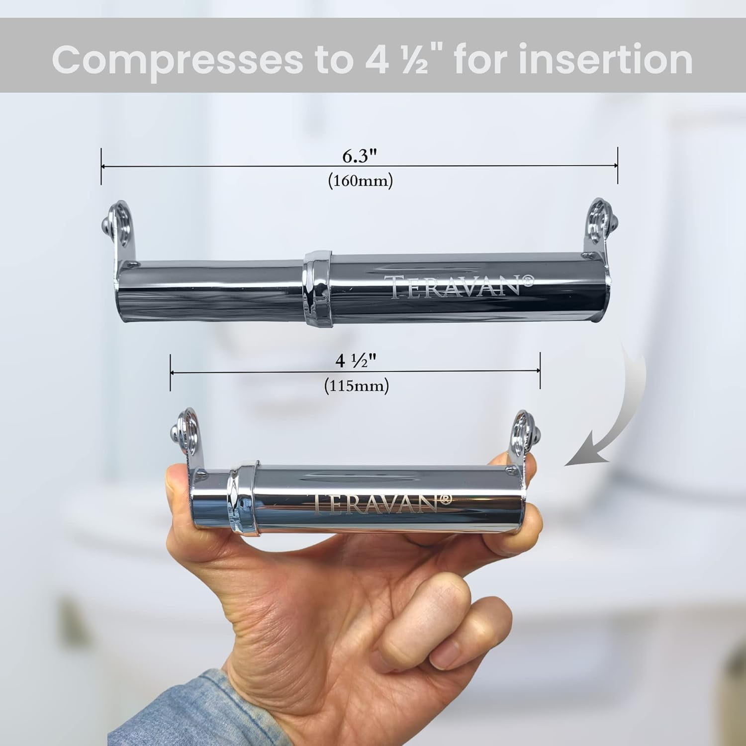 RGHJAR-Stainless Steel Standard Extender - Modern Look Metal Toilet Paper Holder Spring-Loaded Replacement Spindle for Bigger Rolls Fits Standard Fixtures