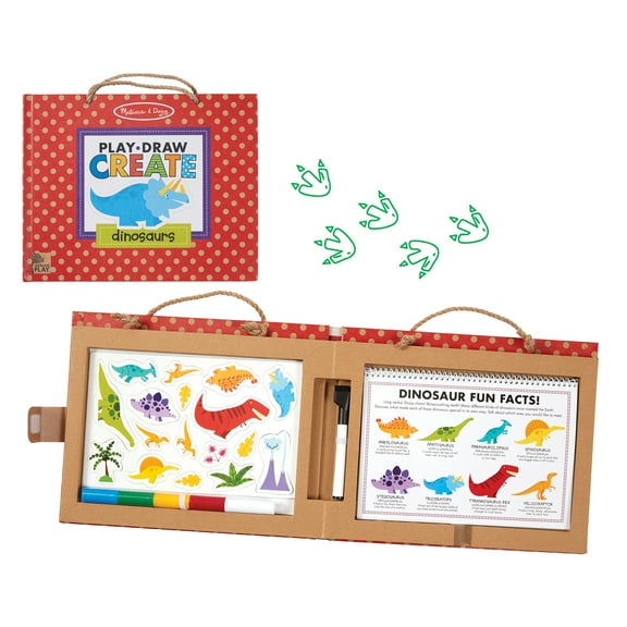 Melissa & Doug Natural Play: Play, Draw, Create Dinosaurs Drawing Activity Set & Magnet Kit - Reusable Mess-Free Travel Activity