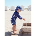 thumbnail image 5 of BemeyourBBs Toddler Baby Boy Girl One Piece Swimsuit Kids Infant Bathing Suit Long Sleeve Rash Guard Half Zipper Shark Swimwear Sunhat Set UPF 50+, 5 of 9