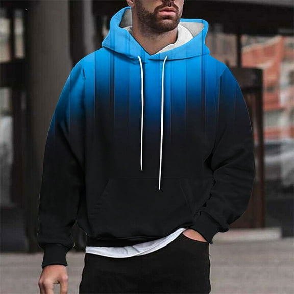 POROPL Hooded Sweatshirts for Men Fashion Long Sleeve Sweatshirt with Pocket Casual Print Pullover Tops