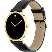 MOVADO Swiss Museum Classic Black Dial Mens Gold Slim Leather Watch