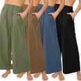 thumbnail image 5 of Zoeecloth Womens Solid Color Slacks Pants Spring/Summer Trousers High Waisted Wide Leg Drawstring Casual Loose Pants Trousers with Pockets S-XL, 5 of 8