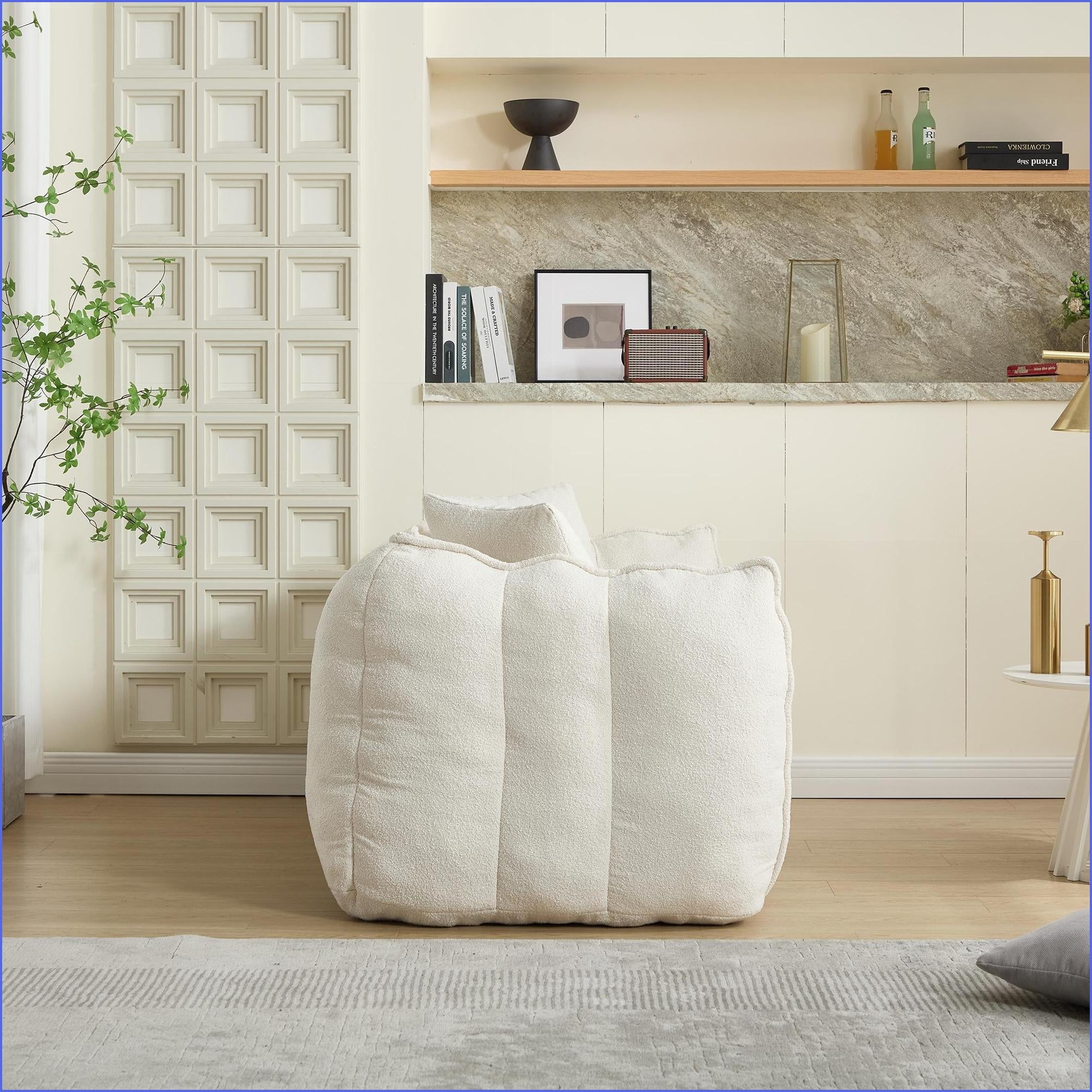 2-Person Chenille Bean Bag Chair: Soft High-Resilience Foam for Adults, Ideal for Gaming/Reading/TV | Chenille | Square