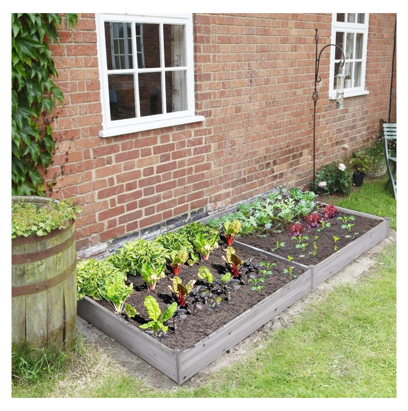 92.5 x 47.5 x 10in Horticulture Raised Garden Bed 8×4ft Wooden Planting Box in Garden Backyard/Outdoor Use, Gray