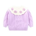 thumbnail image 2 of Povozer Girls Sweater Pullover Crew Neck Warm Patterns Casual Knitwear(Purple,2-3 Years), 2 of 6