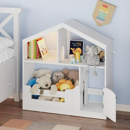 Danolapsi Kids Bookshelf Toy Storage Organizer Wooden Toddler Bookcase for Kids Doolhouse Bookshelf for Playroom Bedroom Nursery Classroom School Kindergarten