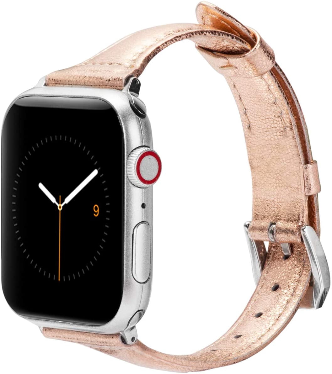 Wearlizer Womens Rose Gold Leather Apple Watch Band 38mm  display picture 3