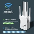thumbnail image 3 of WiFi Signal Booster 1200Mbps Six Antenna Wireless Range Extender, Wall-Penetrating Repeater for Home, to 8500 sq.ft, 3 of 6