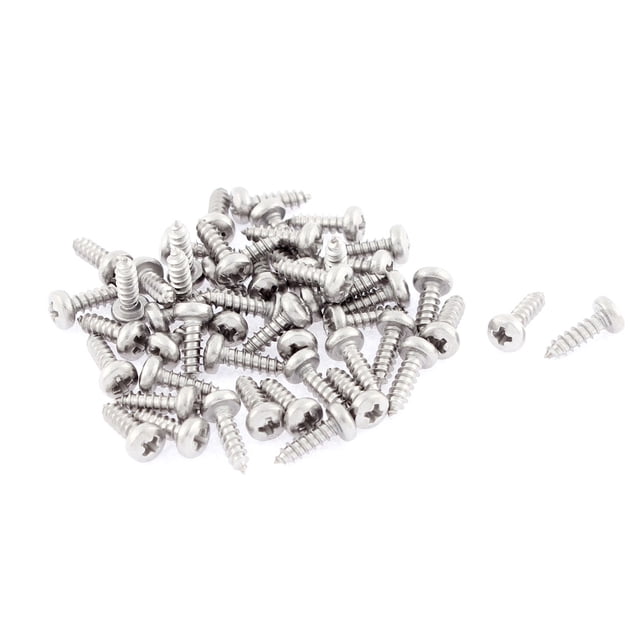 50 Pcs 2.9mmx9.5mm Acier Inoxydable Phillips Ronds Feuille Auto Taraudage Vis