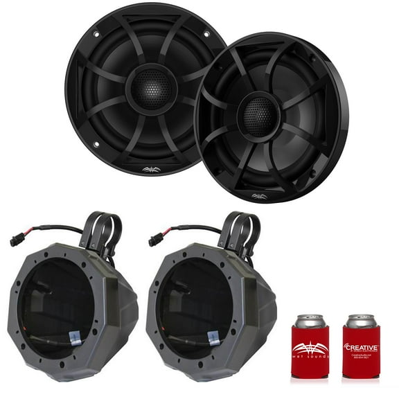 Wet Sounds RECON 6-BG 6.5" Black Grill Marine Speakers with US2-C65U-175 Speaker Pod with 1.75" Roll Bar Clamps