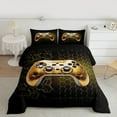 thumbnail image 2 of Homewish Gold Gamepad Gaming Full Size Comforter Sets,Teen Video Game Bedding Comforter Set,Geometric Hockeycomb Hexagon Bedding Sets For Boys Girls,Super Cozy Bedroom Decoration Reversible,3-Piece, 2 of 8