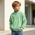 thumbnail image 6 of Abcomgle Boys Waffle Knit Pullover Fashion Full Zip Kids Pullover Sweatshirts Stand Collar Long Sleeve Boys Sweater Casual Boys Fall Shirts, 6 of 8