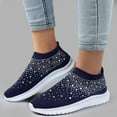 thumbnail image 2 of Xiaoxatg Women's Casual Shoes Breathable Mesh On Flat Comfortable Walking Footwear with Rhinestone for Daily Activities 6.5 Navy, 2 of 9