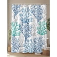thumbnail image 4 of Shower Curtain Blue Grey Coral Shower Curtains for Bathroom, Waterproof Polyester Shower Curtain Set with Hooks, Stall Long Size 54"x78" Ocean Marine Life, 4 of 6