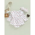 thumbnail image 4 of Suealasg 2PCS Infant Baby Girl Spring Valentines Day Outfit 3M 6M 12M 18M Newborn Girls Long Sleeve Heart Print Romper Dress Bodysuit+Headwear, 4 of 9