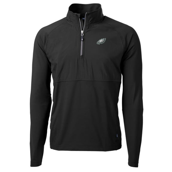 Men's Cutter & Buck Black Philadelphia Eagles Adapt Eco Knit Hybrid Recycled Quarter-Zip Raglan Jacket