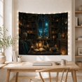thumbnail image 5 of Fantasy Library Study with Gothic Arch Window and Books, Mysterious Dark Academia for Book Lovers, Mystical Library Decor, Graduation Gift, Tapestry Wall Hanging for Bedroom and Study Room, 5 of 7